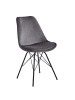 KADIMA DESIGN Skandinavische Esszimmerstühle, 2er Set, Samt oder Kunststoff in Grau-Schwarz