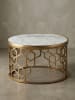 KADIMA DESIGN Couchtisch Echter Marmor 60x60x36 cm Sofatisch Metall Gold,