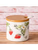 AltoBelli Dose BERRY Weiß Marmeladendose ERDBEERSTRAUCH mit Holzdeckel und Löffel 170 ml