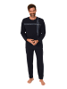 NORMANN Schlafanzug langarm Frontprint in navy