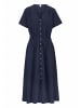 Hessnatur Hessnatur Musselin Kleid mit Taillierung Midi aus reiner Bio-Baumwolle in dunkelblau