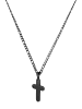 Adeliás Unisex Halskette mit Anhänger – Kreuz aus Edelstahl in schwarz