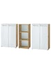 KADIMA DESIGN Büro-Set 2 Kommode & Regal, Glas Front Büro in Chalet-Eiche-Nb.-Weiß
