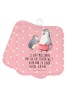 Mr. & Mrs. Panda Topflappen Lustig Pinguin mit Kind mit Spruch in Rot Pastell