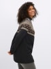 sheego Langarm-Pullover in schwarz-beige-gemustert
