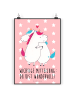 Mr. & Mrs. Panda Poster Einhorn Mitteilung mit Spruch in Rot Pastell