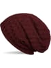 styleBREAKER Feinstrick Beanie Mütze in Bordeaux-Rot meliert