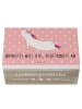 Mr. & Mrs. Panda Geschenkbox Einhorn Yoga mit Spruch in Rot Pastell