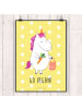 Mr. & Mrs. Panda Plakat Einhorn Vegan mit Spruch in Gelb Pastell