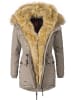 Navahoo Wintermantel Sweety in Taupe mit braunem Fell