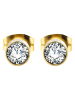 Adeliás Damen Ohrringe – Ohrstecker aus Edelstahl mit Zirkonia in gold