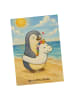 Mr. & Mrs. Panda Postkarte Pinguin Schwimmring Design ohne Spruch in Weiß