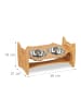 relaxdays Katzen-Futterstation in Natur/ Silber - (B)36 x (H)18 x (T)21 cm