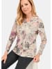 GOLDNER Kurzgröße:  Florales Blusenshirt mit V-Ausschnitt in lila / gemustert