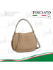 Toscanto Leder Umhängetasche Toscanto Tasche taupe, beige ca. 27cm