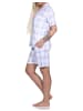 NORMANN kurzarm Pyjama Shorty Jersey zum durchknöpfen - 79042 in hellblau