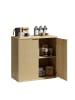 ABRIHOME Sideboard in Beige Hellholz mit Faltenfront Metallgriff 60x30x70 cm