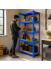 relaxdays Schwerlastregal in Blau/ Braun - (B)75 x (H)180 x (T)30 cm