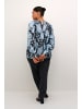 KAFFE curve Langarm-Bluse KCluma in Grey/Blue Graphic Cloud