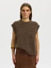SELECTED FEMME Strickweste mit Rundhalsausschnitt und lockerer Passform in Dachshund/Melange