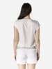 KOROSHI Verzierte kurzärmelige Damenbluse in weiß