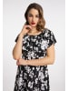 faina Midikleid Mit Allover-Print in Schwarz Weiss