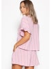SASSYCLASSY Gestreifte Musselin Bluse mit Volants in Rosa