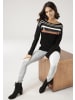 Laura Scott Strickpullover in schwarz-camelfarben-gestreift