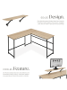 tectake Schreibtisch Melrose 140 x 130 x 76,5 cm, Industrial Holz hell, Eiche Sonoma