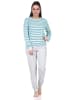 NORMANN Frottee Schlafanzug Pyjama Bündchen - 67861 in aqua