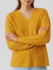 Vero Moda Strickpullover V-Ausschnitt Langarm Sweater VMCREWLEFILE in Gelb