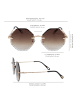 styleBREAKER Runde Sonnenbrille in Gold / Braun Verlauf