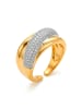 Luxenter ring with brilliant-cut zirconia and 18-K yellow gold finish - Samoi