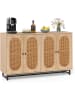 COSTWAY Sideboard mit Rattantüren 126 x 40 x 81 cm in Hellbraun