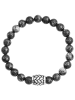 Adeliás Unisex Armband – Kugelarmband aus Edelstahl mit Achat 21 cm in grau