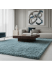 KADIMA DESIGN Teppich Hochflor Shaggy Waschbar Einfarbig SALZACH Strapazierfähig in Blau