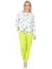 NORMANN Langarm Schlafanzug Pyjama Tupfen Punkte Look in grün