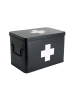 Present Time Erste Hilfe Kasten aus Metall in Schwarz, (B) 19 x (H) 21 x (L) 31,5 cm