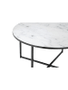 SalesFever Couchtisch rund Ø 80 cm Glasplatte Weiß Marmoroptik Metallgestell in Schwarz