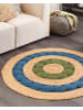 Beliani Geflochtener Teppich HOVIT in /Blau/Grün - (W) 140 x (L) 140 cm