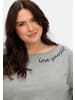 sheego Langarmshirt in grau meliert