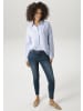 Aniston CASUAL Hemdbluse in jeansblau-weiß-silberfarben