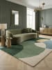 KADIMA DESIGN Wollteppich Kurzflor AIRE Abstrakt Naturfaser Wohnzimmer in Grün-Blau