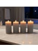 relaxdays 4 x LED Kerzen in Hellgrau - (H)18 x Ø 7,5 cm