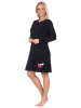 NORMANN Langarm Nachthemd Tiermotiv - 87585 in schwarz