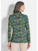 GOLDNER Longsleeve mit Allover-Print, Stehkragen in smaragd / gemustert