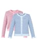 SASSYCLASSY Gestreifte Strickjacke mit Volants Set in Blau-Rosa