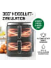 Gourmet Maxx Heißluft-Fritteuse Doppelkorb vertikal  2x 5l 2800W weiß inkl. Grillrost grau