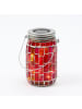 MARELIDA LED Solar Glas Windlicht Mosaik H: 13,5cm in rot