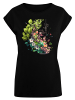 F4NT4STIC Extended Shoulder T-Shirt Baum mit Blumen in schwarz